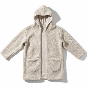 American Eagle Fluffy Sherpa Hooded Open Cardigan Cozy Lougewear Oatmeal XS